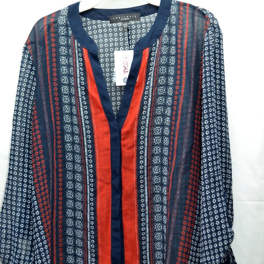 Sanctuary Scarf Print Blouse -Size XS Brand New - Picture 2 of 3